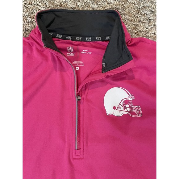Cleveland Browns Nike Woman’s Longsleeve Dri-Fit Top Sz Med 1/4 Zip -PINK - Picture 4 of 4